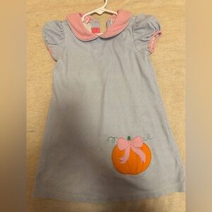 Pink and Blue Kids Dress with Pumpkin Design
